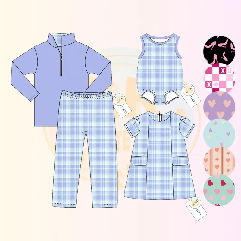 KERUI Customized Outfit Set Valentine's Day Girls Sports Suit+ Climbing Suit+4-Piece Skirt Set for Kids