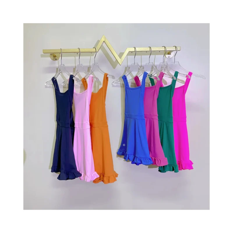 High Quality One Piece Jumpsuits Dress Stretchy Kids Gym Fitness Girl Yoga Tennis Dress With Shorts