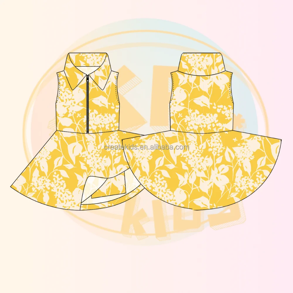 KERUI Girls Tennis Dress 2025 Kids Polo Collar Half Zipper Yoga Dress Toddlers One-piece Sports Dress With Shorts - Image 2