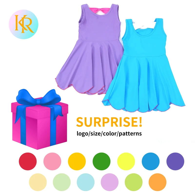 Spring-Ready Girls Yoga Solid Sleeveless With Lace Embroidery Matching Yoga Dress Custom Logo OEM Kids Yoga Clothes