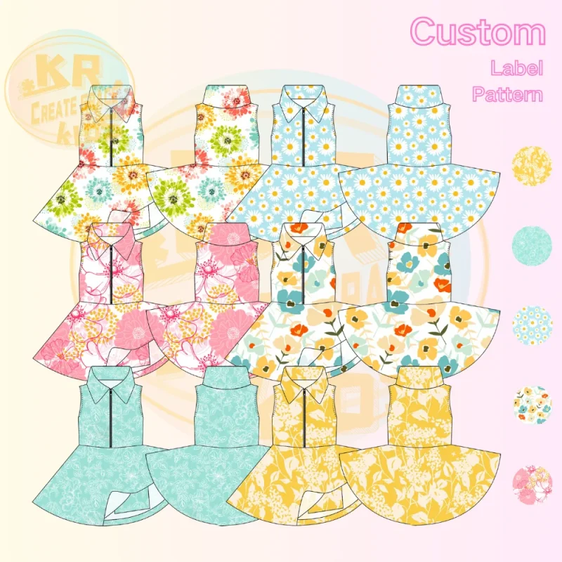 KERUI Girls Tennis Dress 2025 Kids Polo Collar Half Zipper Yoga Dress Toddlers One-piece Sports Dress With Shorts