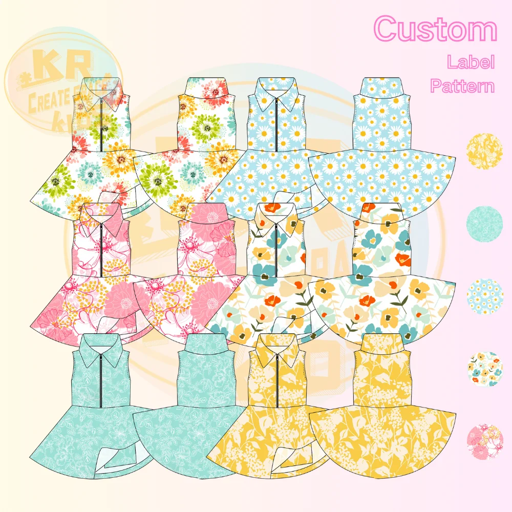 KERUI Girls Tennis Dress 2025 Kids Polo Collar Half Zipper Yoga Dress Toddlers One-piece Sports Dress With Shorts