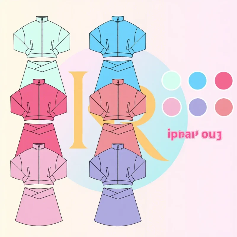 KERUI Active Wear Kids Zip Stand up Collar Jacket with Patchwork Design Skirt Girls' Sports Suit Girls Colours Sportswear Set