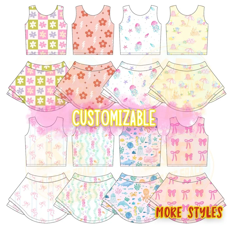 Wholesale Children's Gym Yoga Wear Children's Set 2 New Design Children's Sportswear Girls Fitness Sportswear Set Tennis Dresses