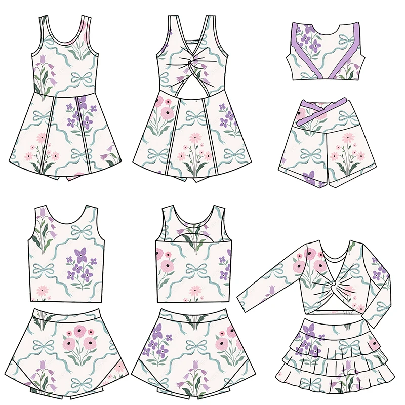 Wholesale retro yoga wear for kids in vibrant designs, perfect for B2B buyers seeking trendy, comfortable activewear collections.