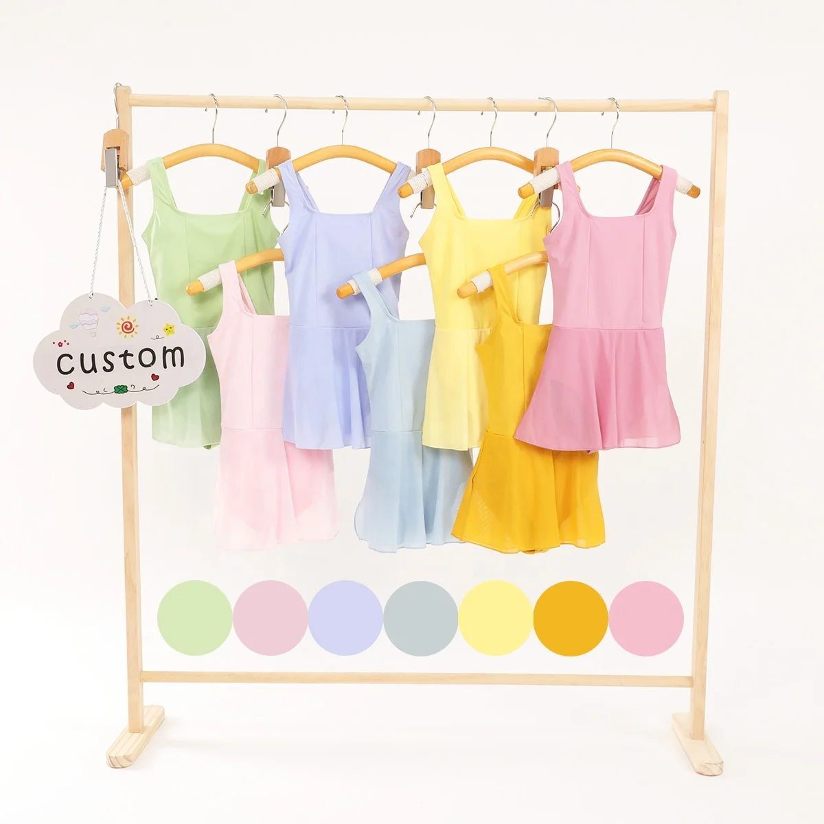 KERUI Custom Girls Sports Dance Costume Active Wear Kids Dance Suspender Jumpsuit Ballet Skirt Summer Girls' Dance Dress