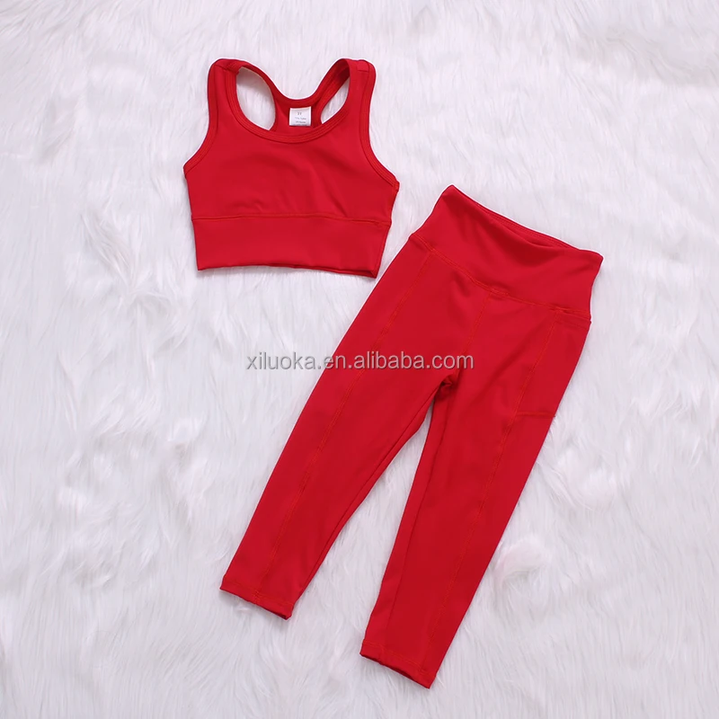Fast Shipping Fitness Leggings Two Pieces Sportswear Nylon Spandex Girl Yoga Sets - Image 5