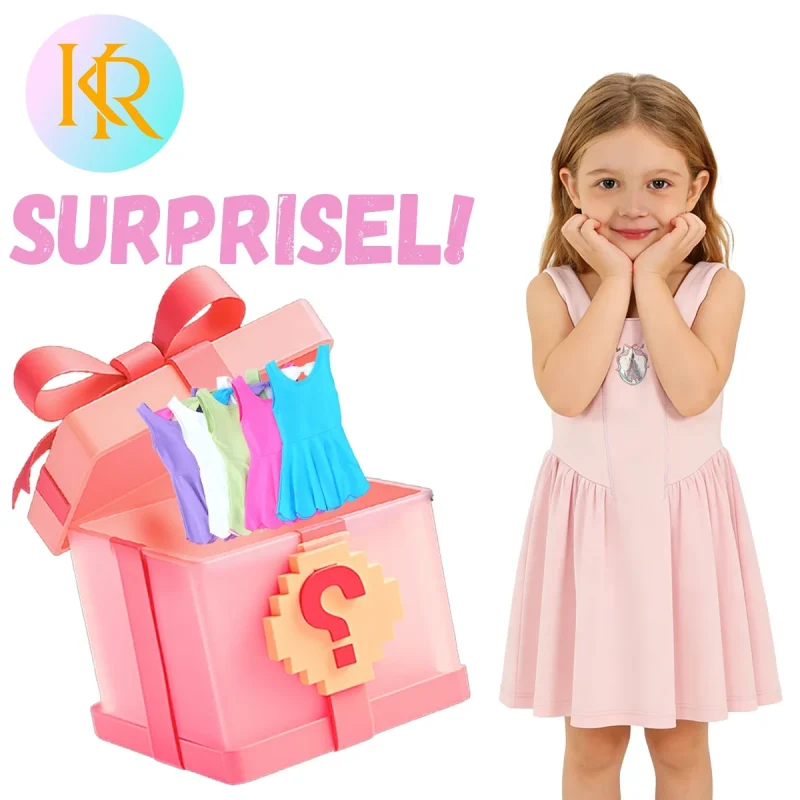 Kerui Girls Athletic Wear Yoga Dress Sleeveless Blind Box Slim Fit with Frill Waist Custom Logo Dress for Activewear and Dance