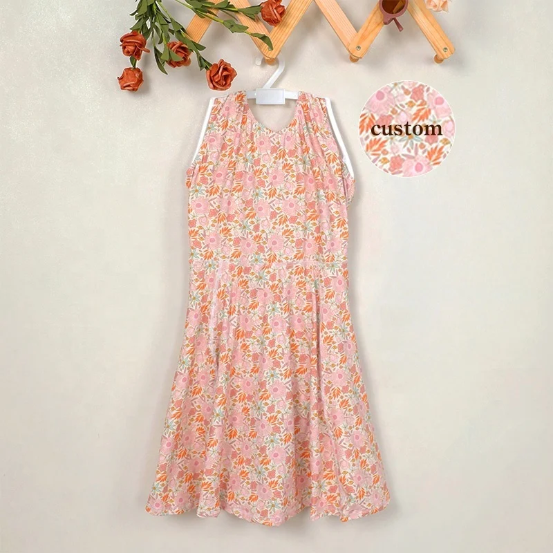 KERUI Kids Dress Clothing Manufacturer Active Wear Girls Sleeveless Nylon Dress Toddler Girls Sports Flower Print Yoga Dress - Image 2