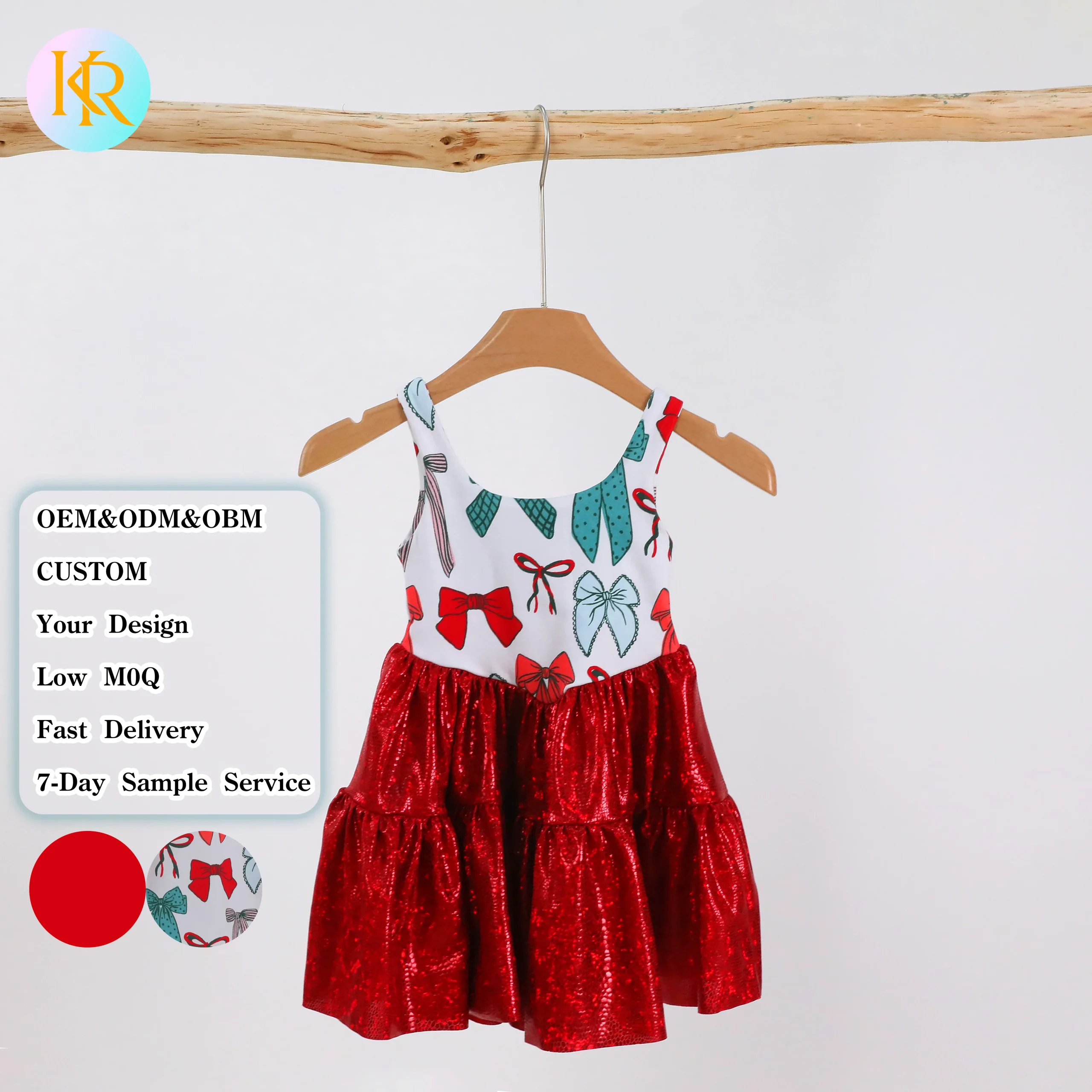 Kerui New Summer Active Wear Kids Yoga Dress Girls ' Golf Tennis Sequin Dresses Toddler Girl Sleeveless Nylon Holiday Dresses