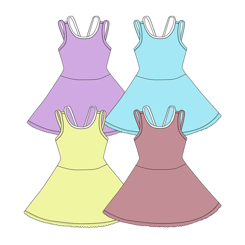 Kerui Girls Athletic Wear Kids Toddler Girls Dresses Sports Fitness Customized Color Girls Summer Backless Teenis Dresses - Image 6