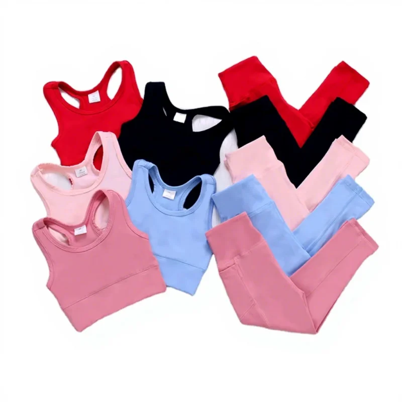 Fast Shipping Fitness Leggings Two Pieces Sportswear  Nylon Spandex Girl Yoga Sets