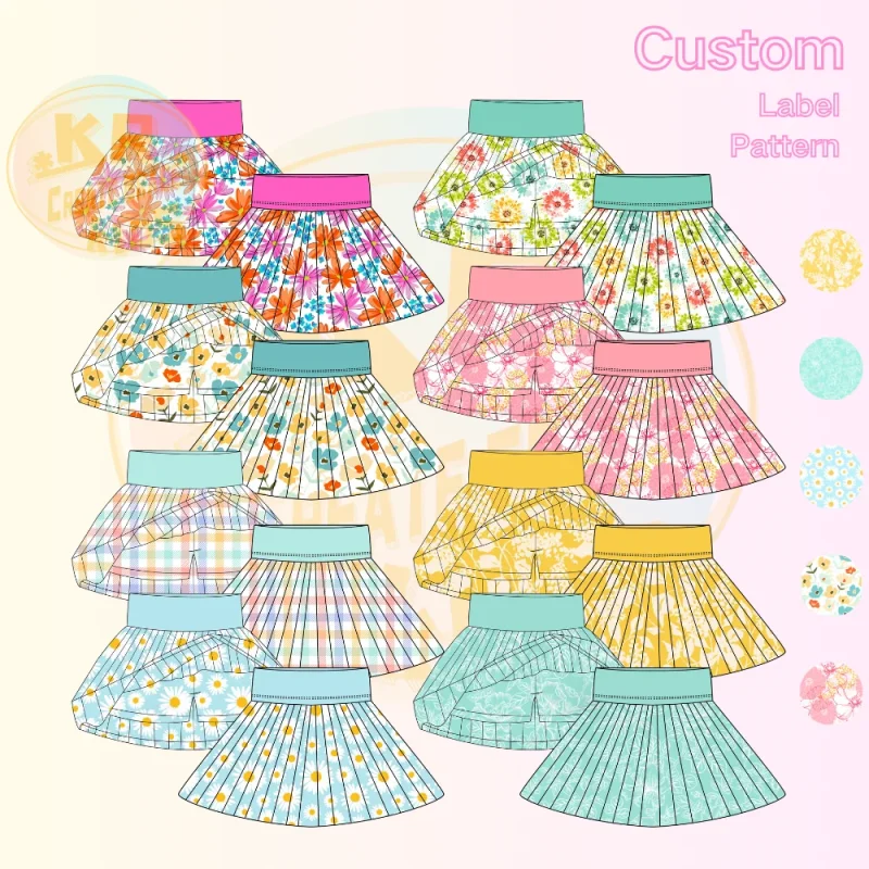 KERUI 2025 Girl Sports Skirts Quick Dry Custom Prints Sports Skirts Kids Tennis Yoga Skirts with Shorts
