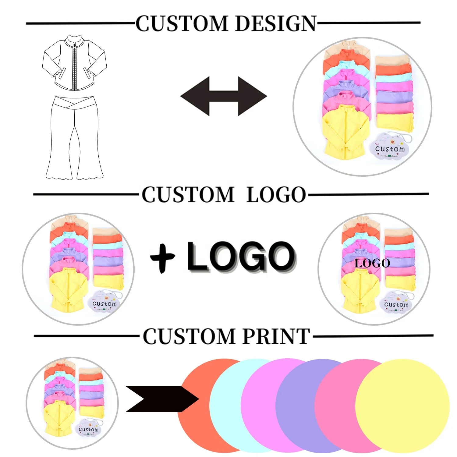 KERUI Girls Sports Nylon Sportswear Set Kids Girls Yoga Sets Custom 2 Piece Active Wear Sports Jacket Micro Flared Pants Set - Image 2