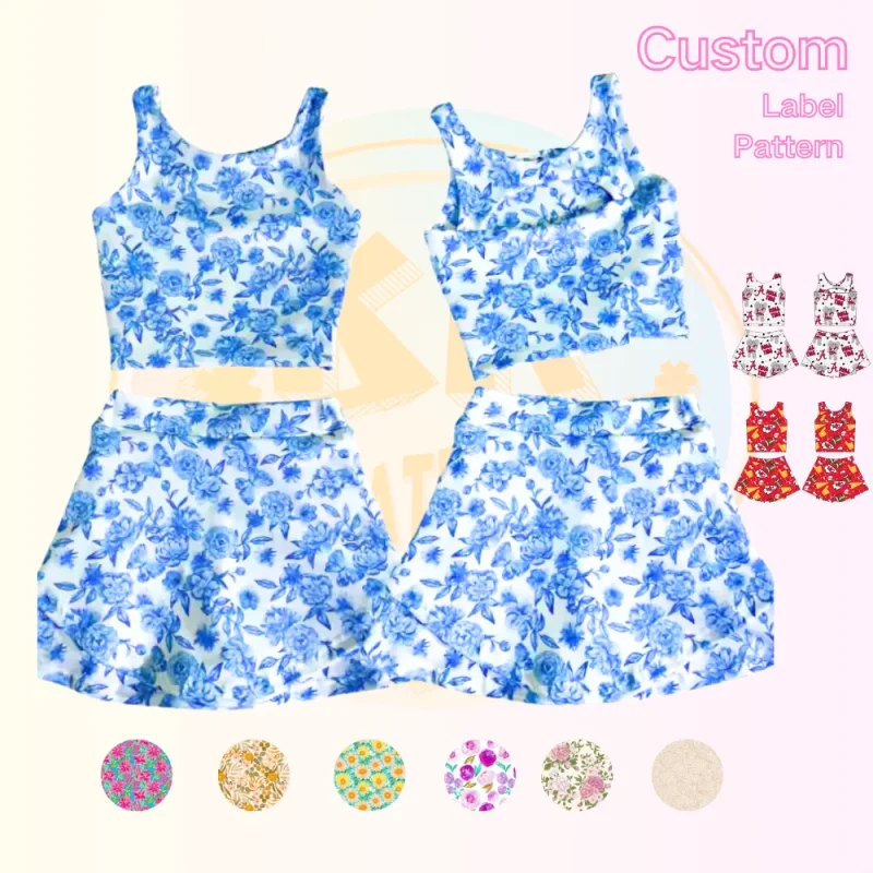 Children's Wear Print Yoga Training Dance Sports Suit Yoga Set Nylon Spandex Two Piece Active Sport Wear Set for Kids