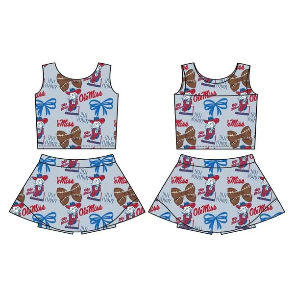 Zhengpai Baseball Bows Girls Summer Yoga Knee Length Shorts Dress Wholesale Sisters Swimsuits Boutique Kids Sports Clothes