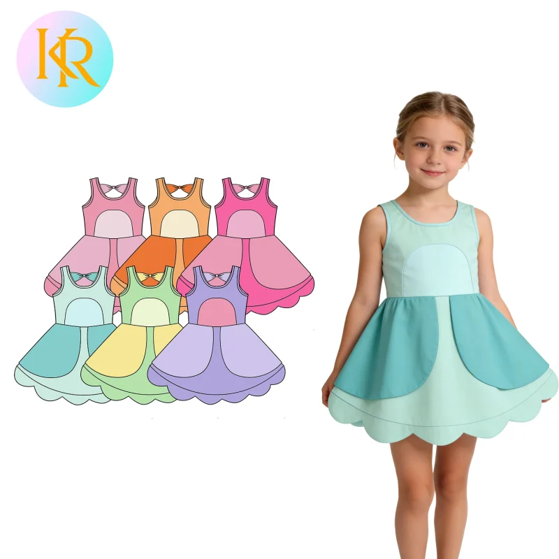 Kerui Girls Yoga Dress Active Wear Kids Sleeveless Performance Party Custom Design Color Kids Dance Wear Summer Sports Dress