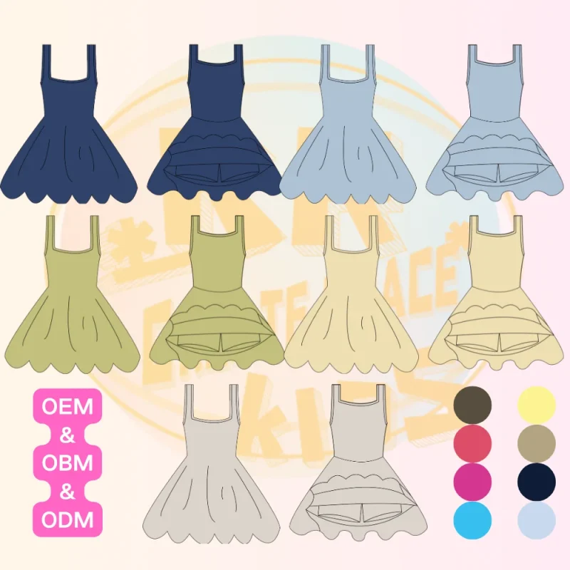 Kerui Wholesale Girls One Piece Tennis Yoga Golf Fitness Dress Children Sport Dress Kids Boutique Yoga  Sportswear Tennis Dress