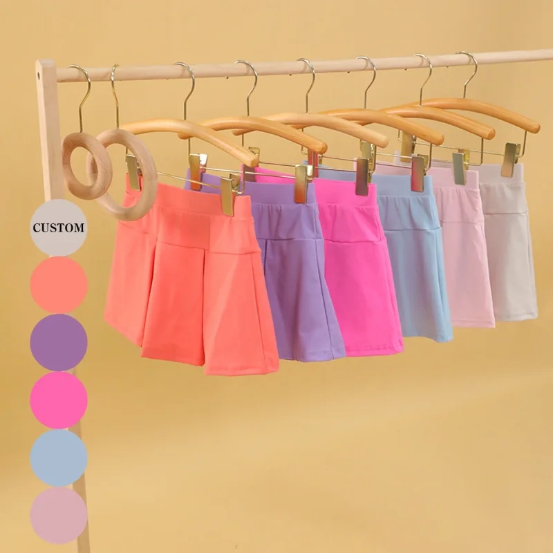 KERU Active Wear Kids Customized Color Yoga Fabric Tennis Skirt Toddler Girl Shorts in Miniskirt Summer Girls Sports Skirt