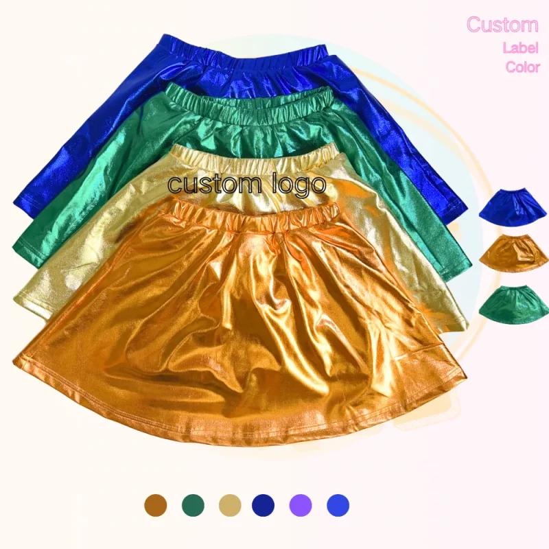 KERUI New Arrived 2025 Solid Color PU Skirt Baby Girl's Skirt Summer for Teens Yoga Fabric Elastic Waist Sports Skirt