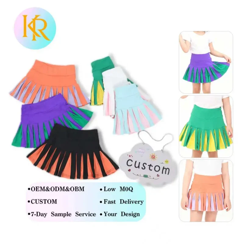 KERUI High Quality Girls Yoga Skorts Solid Color Nylon Spandex Casual Straight Silhouette Plus Size for Children