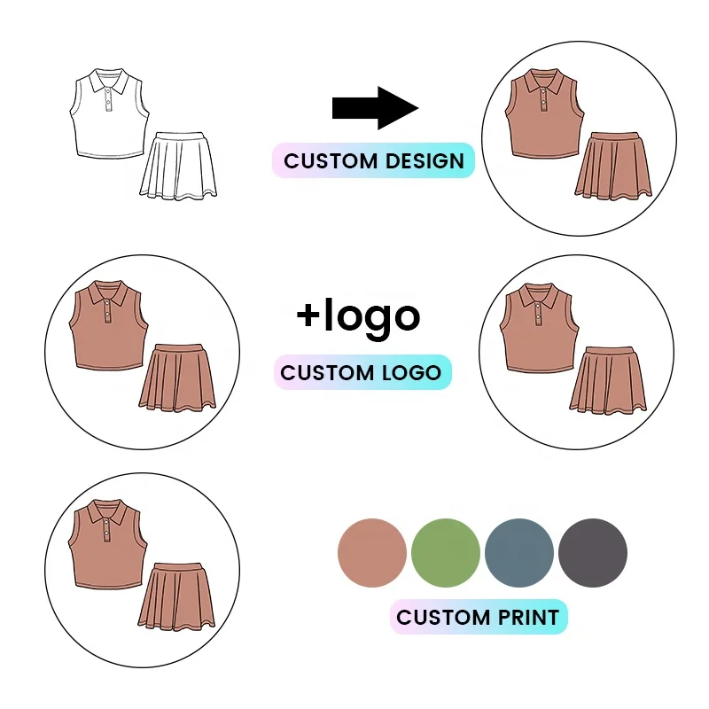 Kerui Girls Sports Summer 2026 Kids Clothing Set Polo Collar T Shirts Yoga Two Piece Outfits Tennis Skort Sets - Image 3