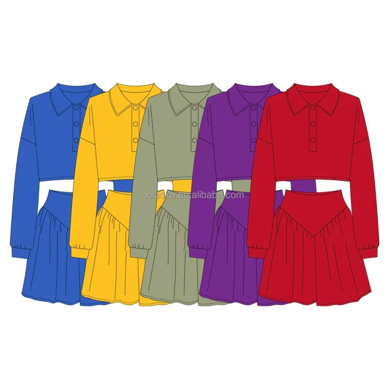 Sports Kids Toddler Girls Fall Solid Color Long Sleeve Zip Tops Yoga Athletic Work Out Skorts Gym Sports Outfits Sets