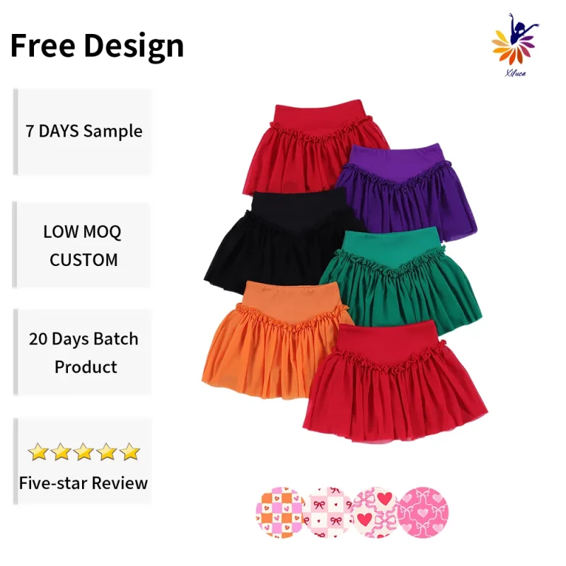 Girls Fashion Yoga Skirt Mesh Trim Built-in Shorts Custom Pattern Sports Customizable