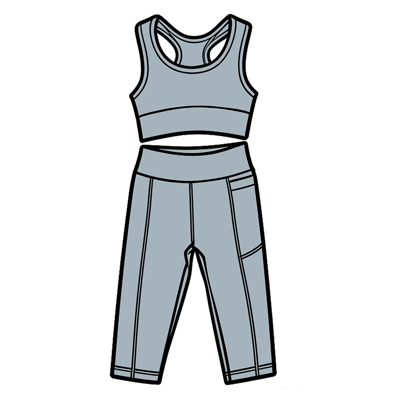 Trendy girls' workout gear in vibrant designs and premium quality, perfect for B2B wholesale fitness apparel collections.