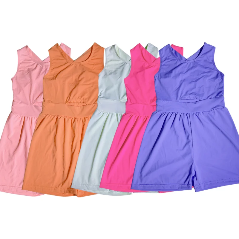 Hot Baby Girls Yoga Jumpsuit Soft&Quick Dry Sportswear  Kids Dance Training Running Clothes