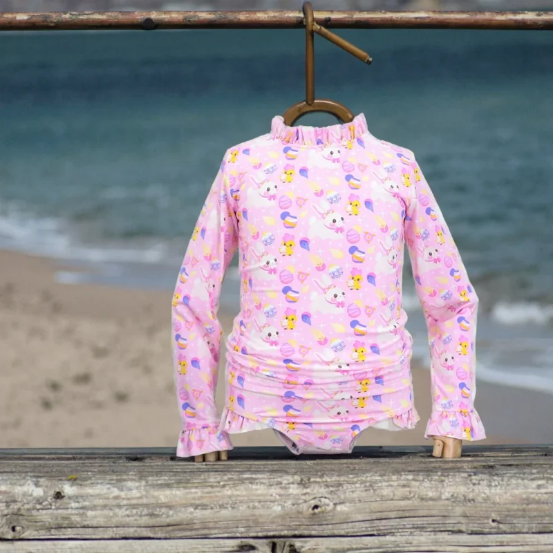 Hot Sale UPF 50+ Infant Swimwear for Baby Girls Quick Dry Soft Fabric with Lovely Printing for Pool Beach Summer Baby Swimwear