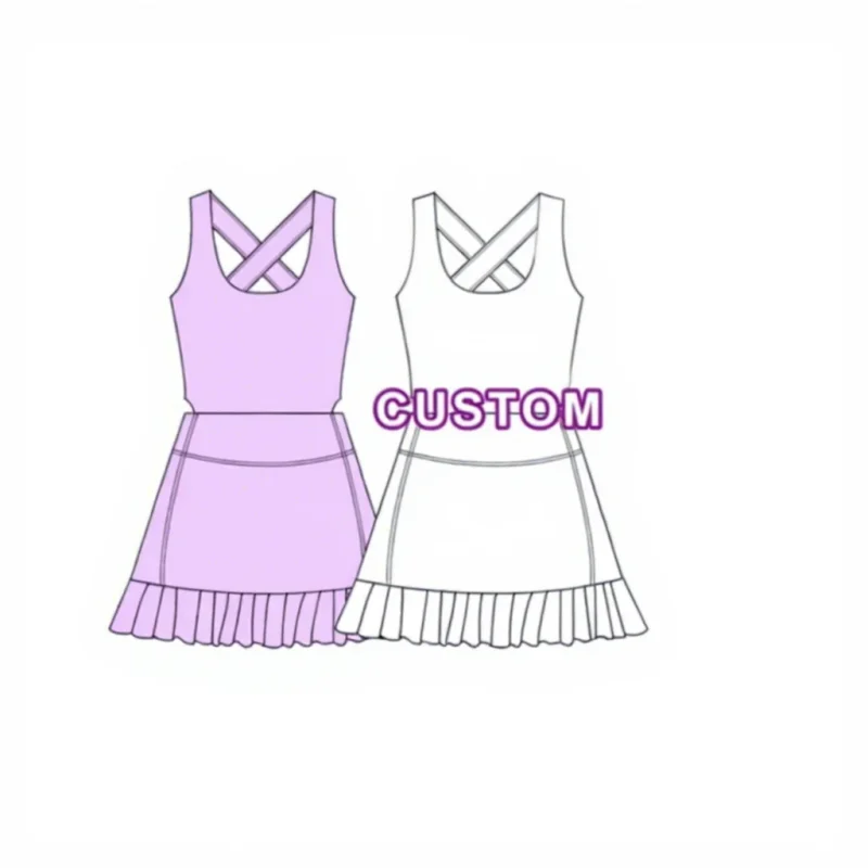 Wholesale Gym Outfit Kids Girl Sports Athletic Wear Girls Pilates Yoga Dresses Summer Waist Cut-out Design