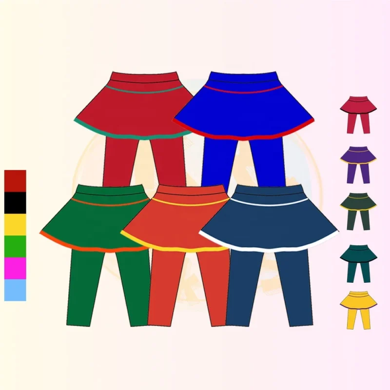 KERUI Hot Selling Customized Baby Girls Sportswear Kids Elastic Yoga Skirt With Legging