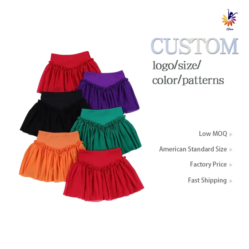 Girls Tennis Yoga Skirt Mesh Built-in Shorts Custom Print Sports Fashion Customizable