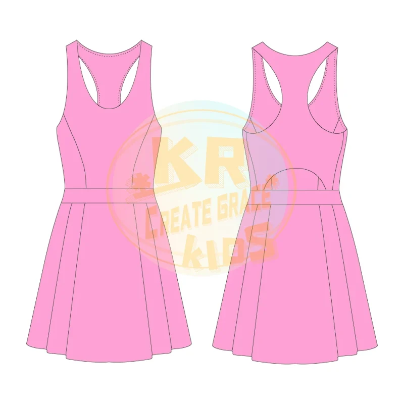 Manufacturer Custom Kids Yoga Clothing Girl Solid Color Sports Wear Tennis Dress for Girls Summer Clothes