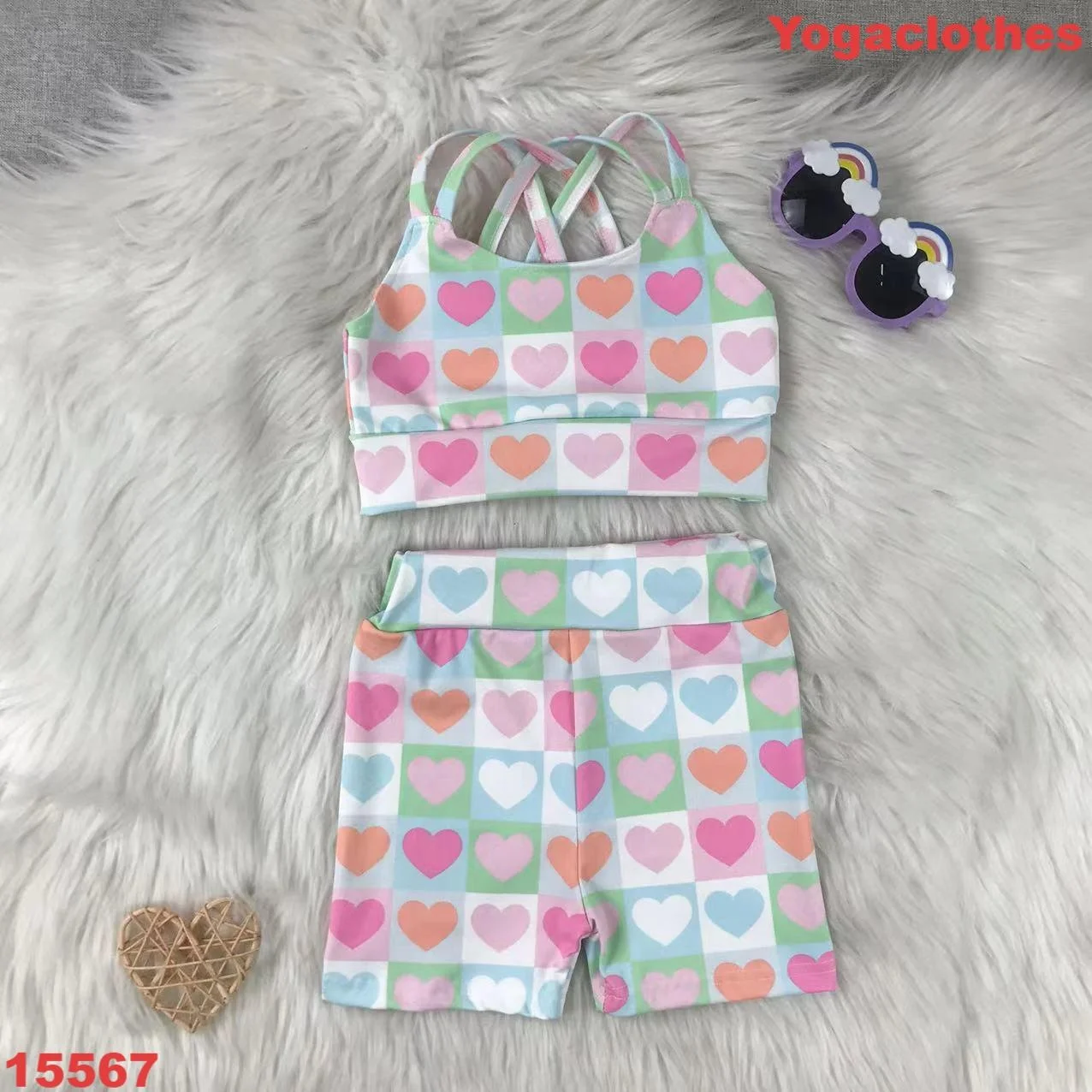 Hot Sale RTS Kids Yoga Two-Piece Eco-Friendly Clothing Sets for Girls All Season Factory Wholesale Price - Image 3