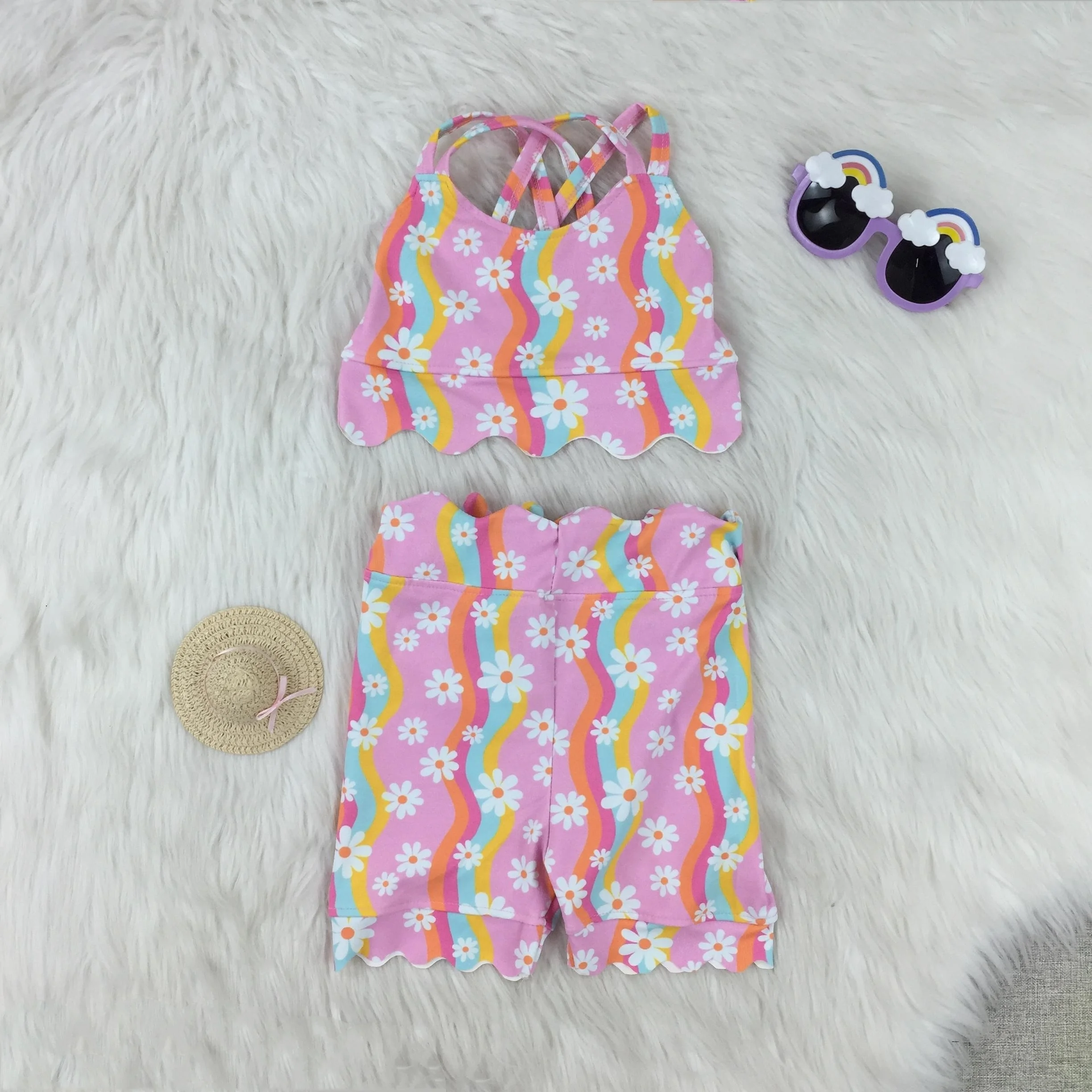 Hot Sale RTS Kids Yoga Two-Piece Eco-Friendly Clothing Sets for Girls All Season Factory Wholesale Price