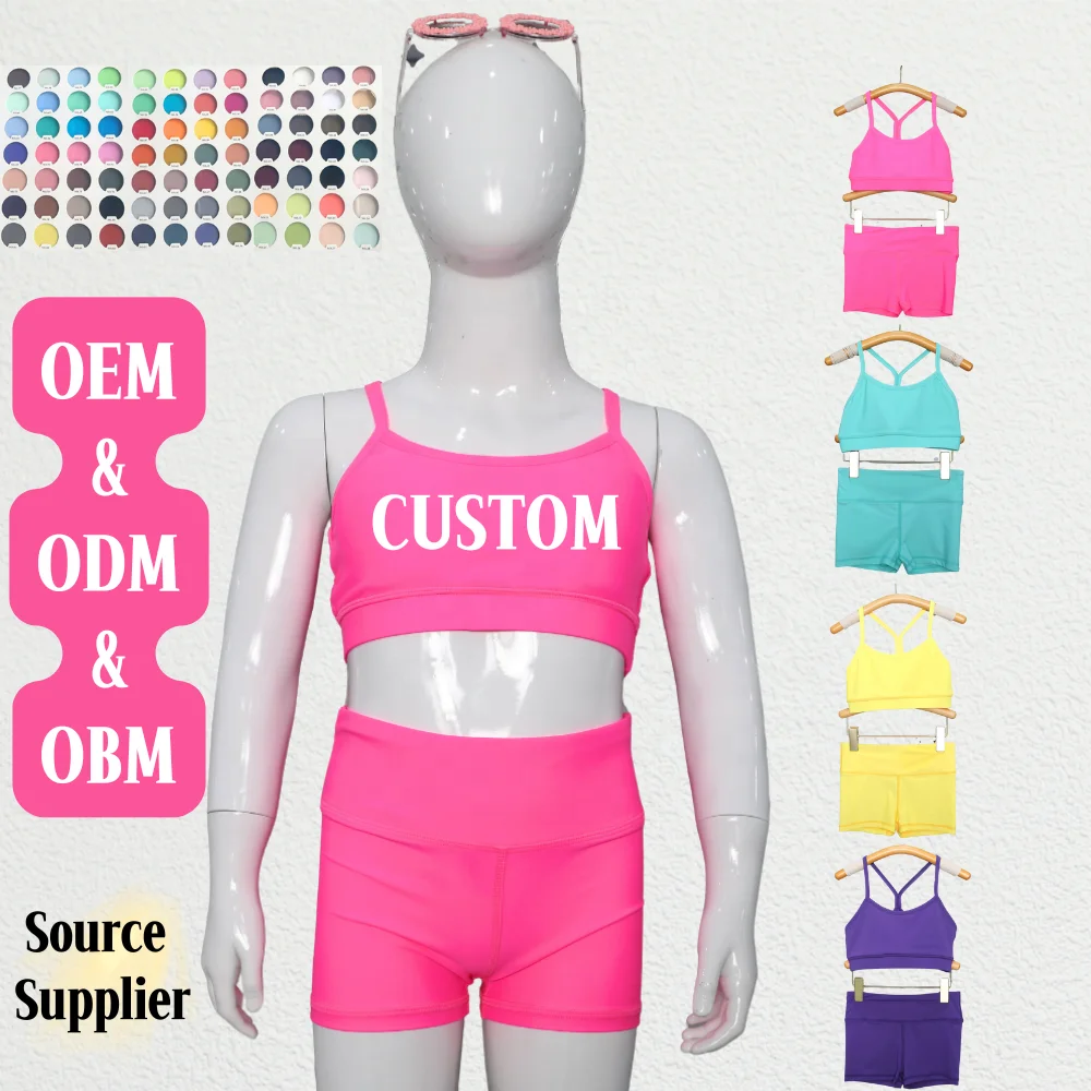 KERUI Baby Girls Yoga Clothing Sets Children Nylon Spandex Suit Kids Athletic Wear Running Multi Color Matching Breathable Suits