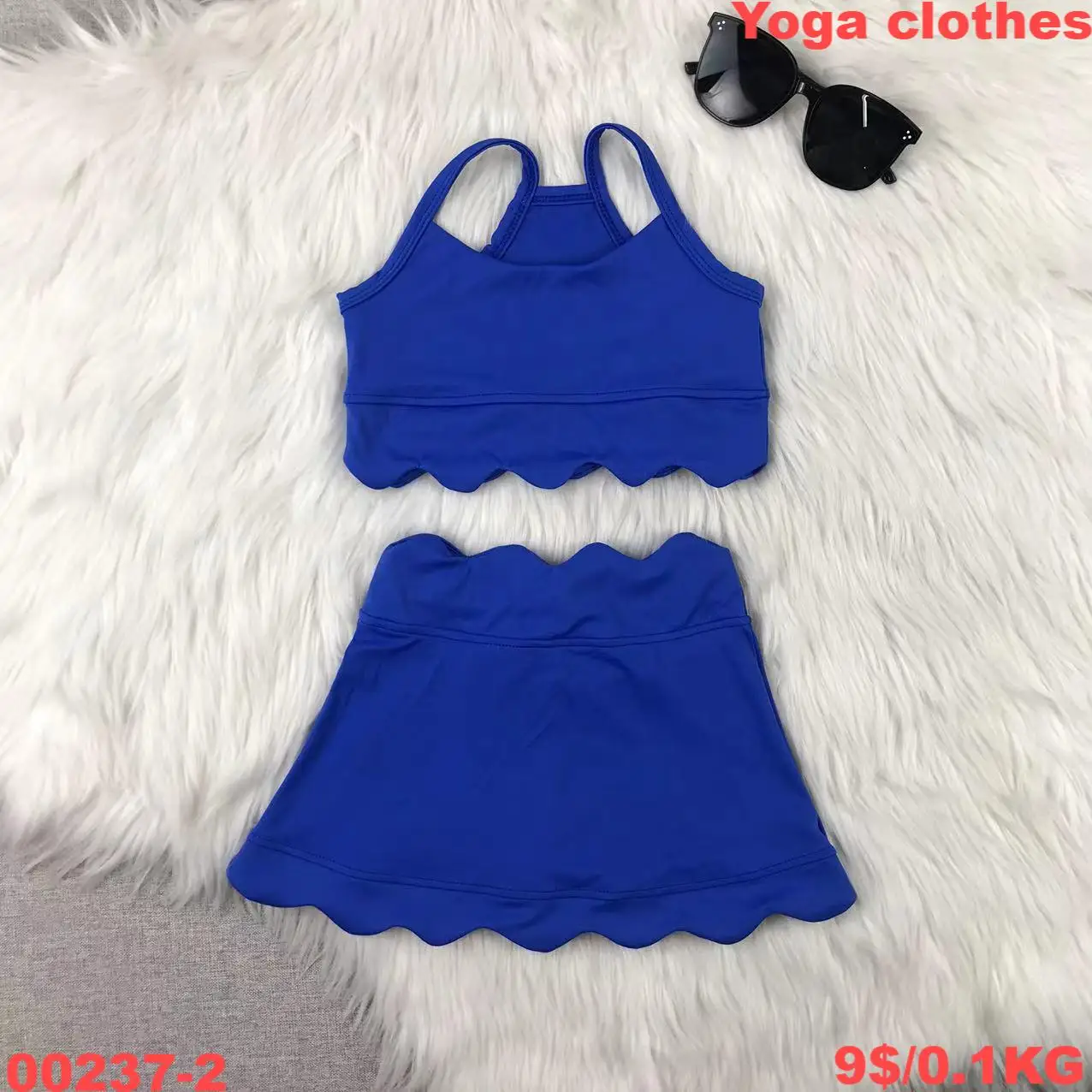 Custom Designed Girls One-Shoulder Skirt Set Nice Satin Yoga Fabric Wholesale Cute Spaghetti Strap Top Dress Sets - Image 3