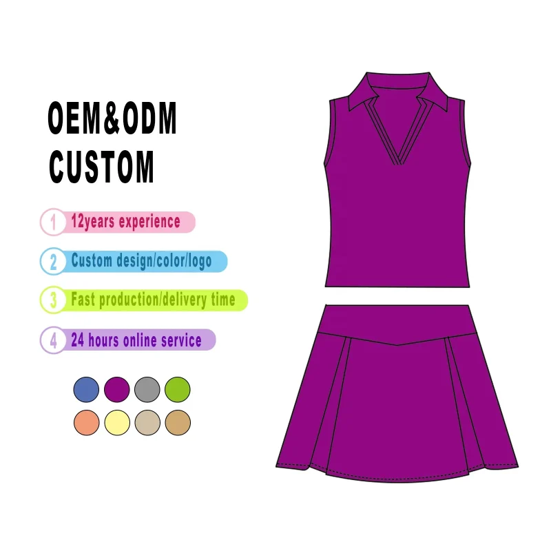 Customizable Solid Color Breathable Fabric Girls Clothing Set Sleeveless Crop Top Skirt Yoga Set for All Seasons