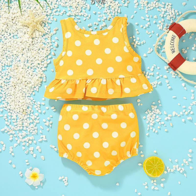 OEKO TEX Customized Girls Swimsuit Set Baby Swimming Suit Kids Bikini 2 Piece Bathing Suits Children Toddler Swimwear