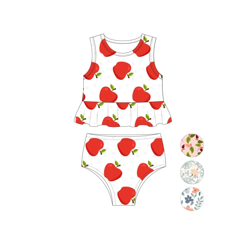 FIELD BALANCE Custom New Print Beachwear Children Swimsuit Separate Kids Plus Size Toddler Girls Swimwear