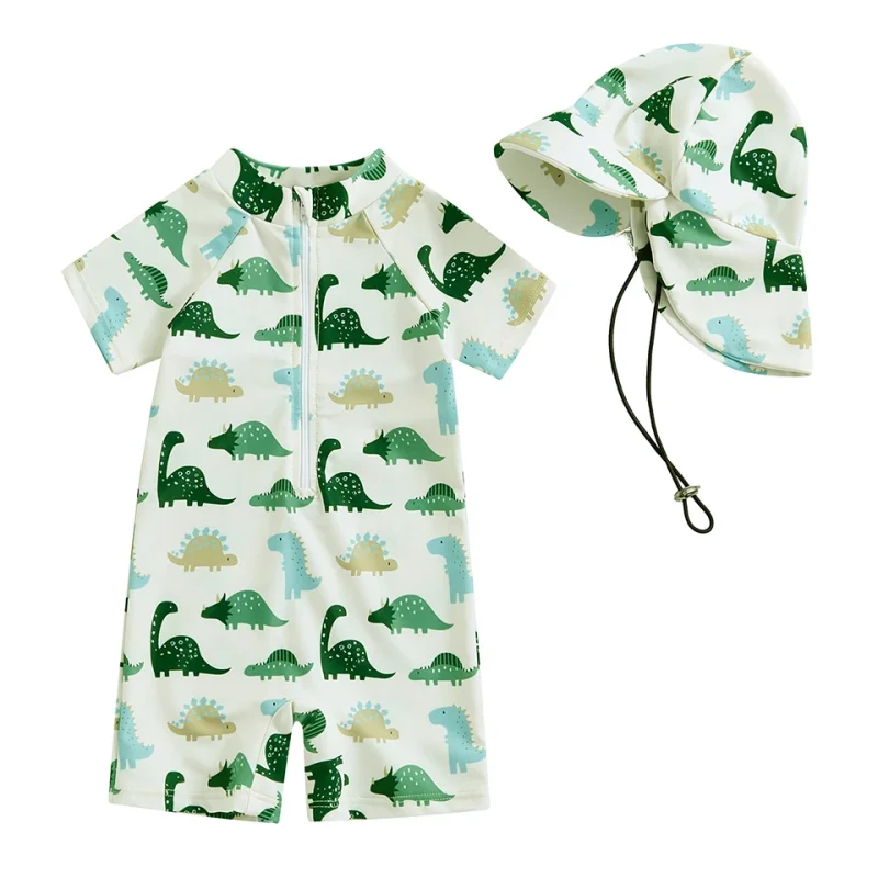 OEKO TEX Kids Girl One Piece Swimsuit Short Sleeve Toddler Swimwear with Animal Print ODM Supply for Swimming Wear