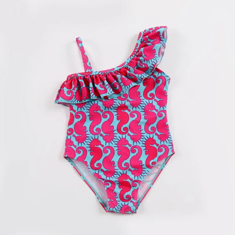 OEM Service Girls Bathing Suit Custom Unique Print Swimwear Recycled Kids Child Swimsuit for Beach Parties