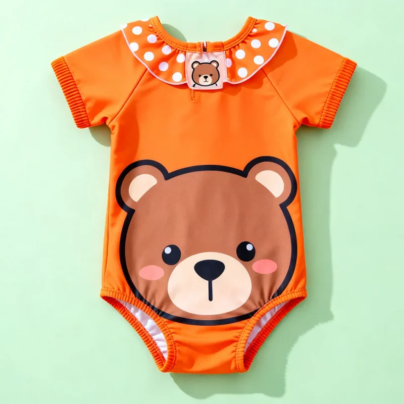 OEKO TEX Certified Eco-Friendly Baby Infant Swimwear for Girls-Soft & Breathable Spandex/Polyester One-Piece Swimsuit for Summer