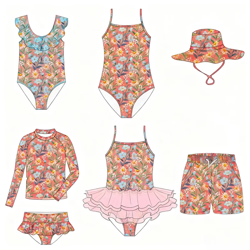 OEKO TEX Custom Baby Girl Swimsuit Recycled Fabric Quick Dry Breathable Soft Eco-Friendly Spandex/Polyester Kids Bathing Suits