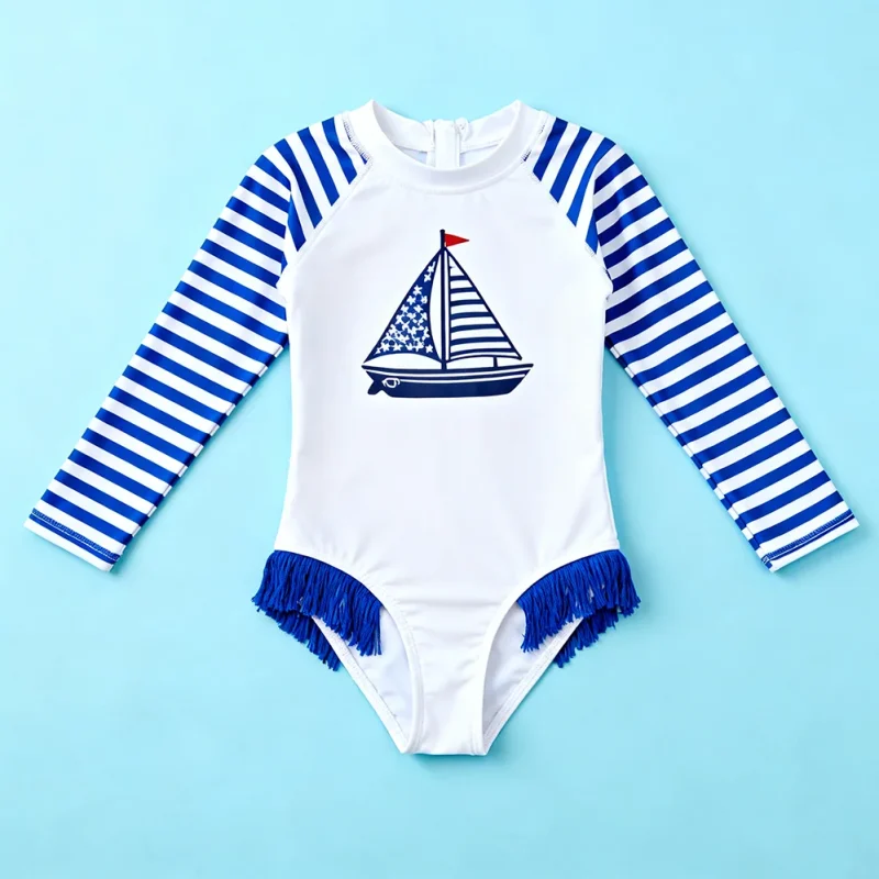 OEKO TEX Wholesale Eco Friendly Baby Swim Suit Toddler Girl Swimwear Summer Beach Long Sleeve Bathing Suits for Kids