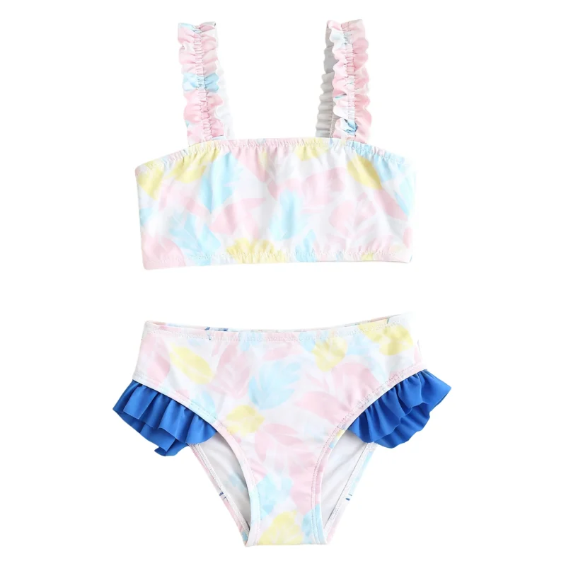 High Quality Customizable Print Girls Swimwear Set with UV Protection & Breathable Fabric for Children