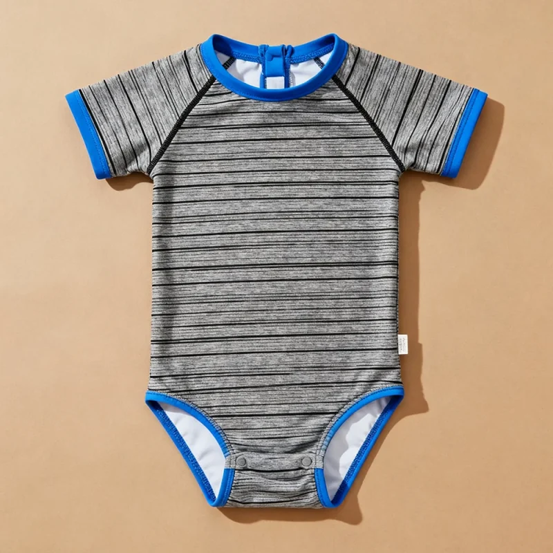 OEKO TEX Certified Eco-Friendly Girls Baby Infant Swimwear Breathable Spandex/Polyester Zipper Short Sleeve One Piece Swimsuit