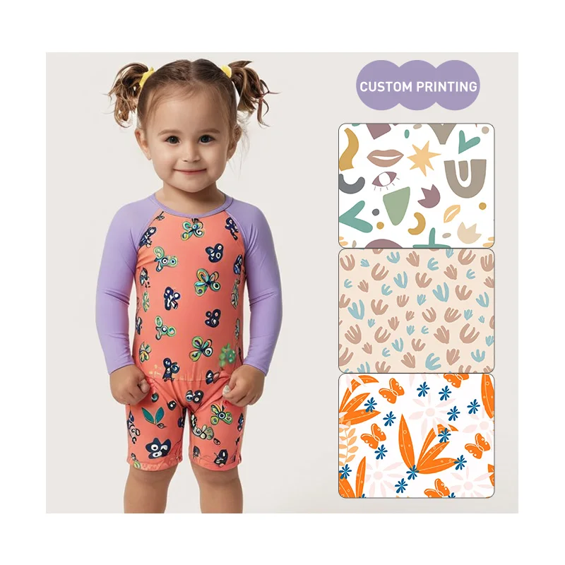 FIELD BALANCE Custom Long Sleeve Breathable Quick Dry Anti-UV Spandex/Polyester One-Piece Child Swimsuit for Girls